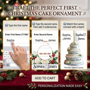 Personalized Wedding Cake First Christmas Married Ornament - Custom Mr & Mrs Name Wedding Ornament