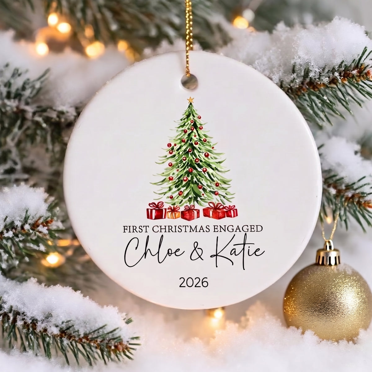 First Christmas Engaged Married Ornament - Christmas Gifts for Couple