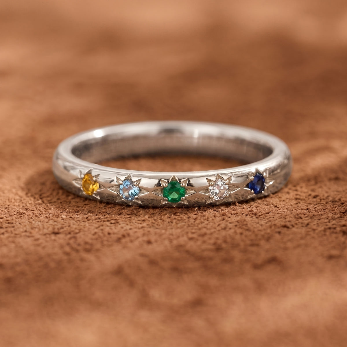 Personalized Birthstone Star Ring , Celestial Jewelry, Mom Grandma Gift