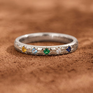 Personalized Birthstone Star Ring , Celestial Jewelry, Mom Grandma Gift