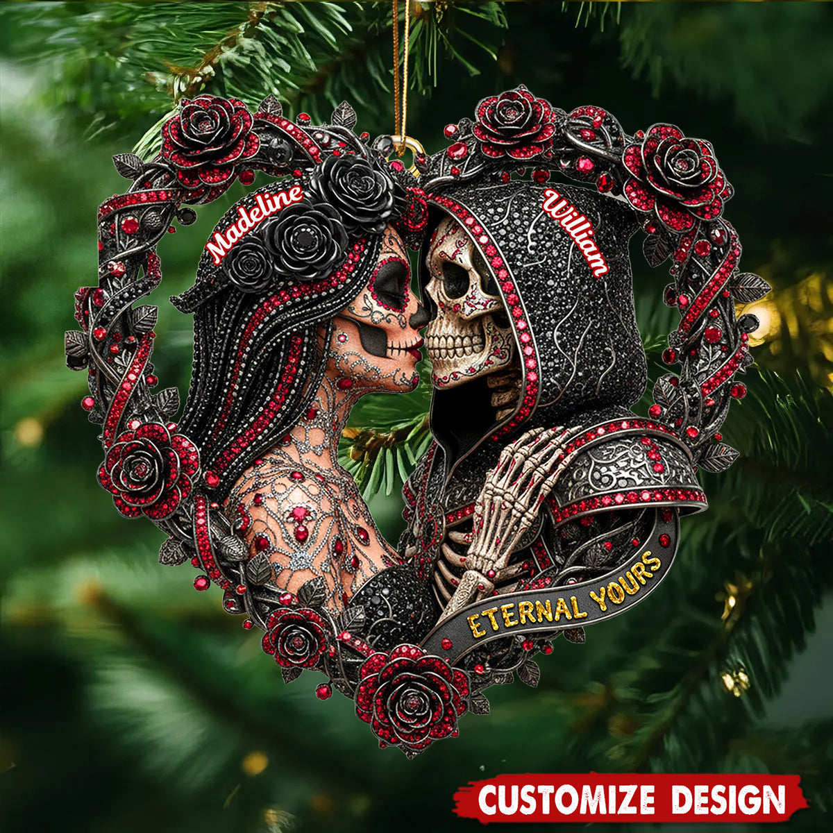 Skull Couple Ornament Personalized Christmas Gifts