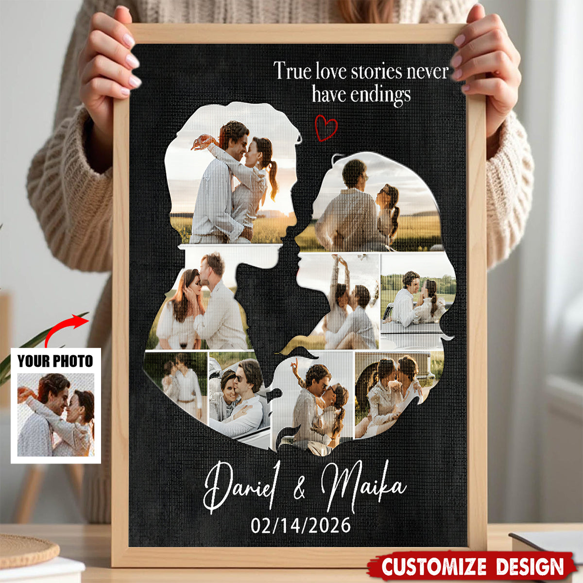 Personalized Couple Photo Poster - Gift For Husband Wife, Couples