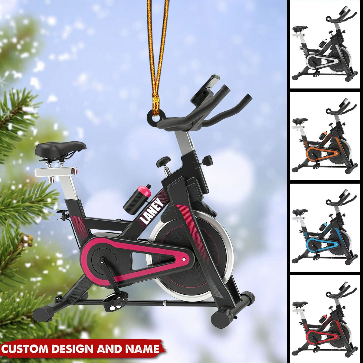 Personalized Exercise Bike Christmas Ornament - Gifts For Fitness Lover