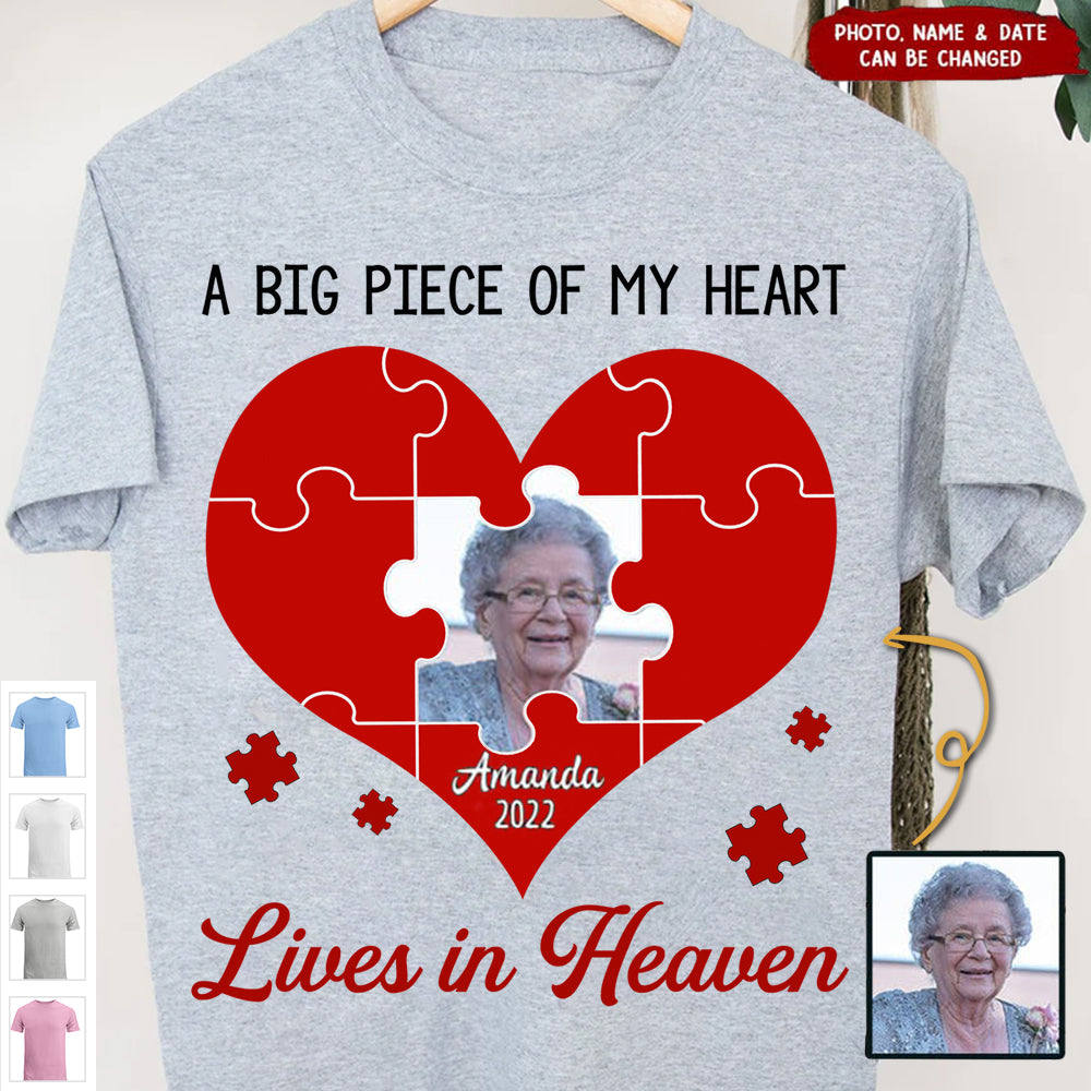 Memorial Upload Photo Heart, You Will Always Be My Missing Piece Personalized Shirt