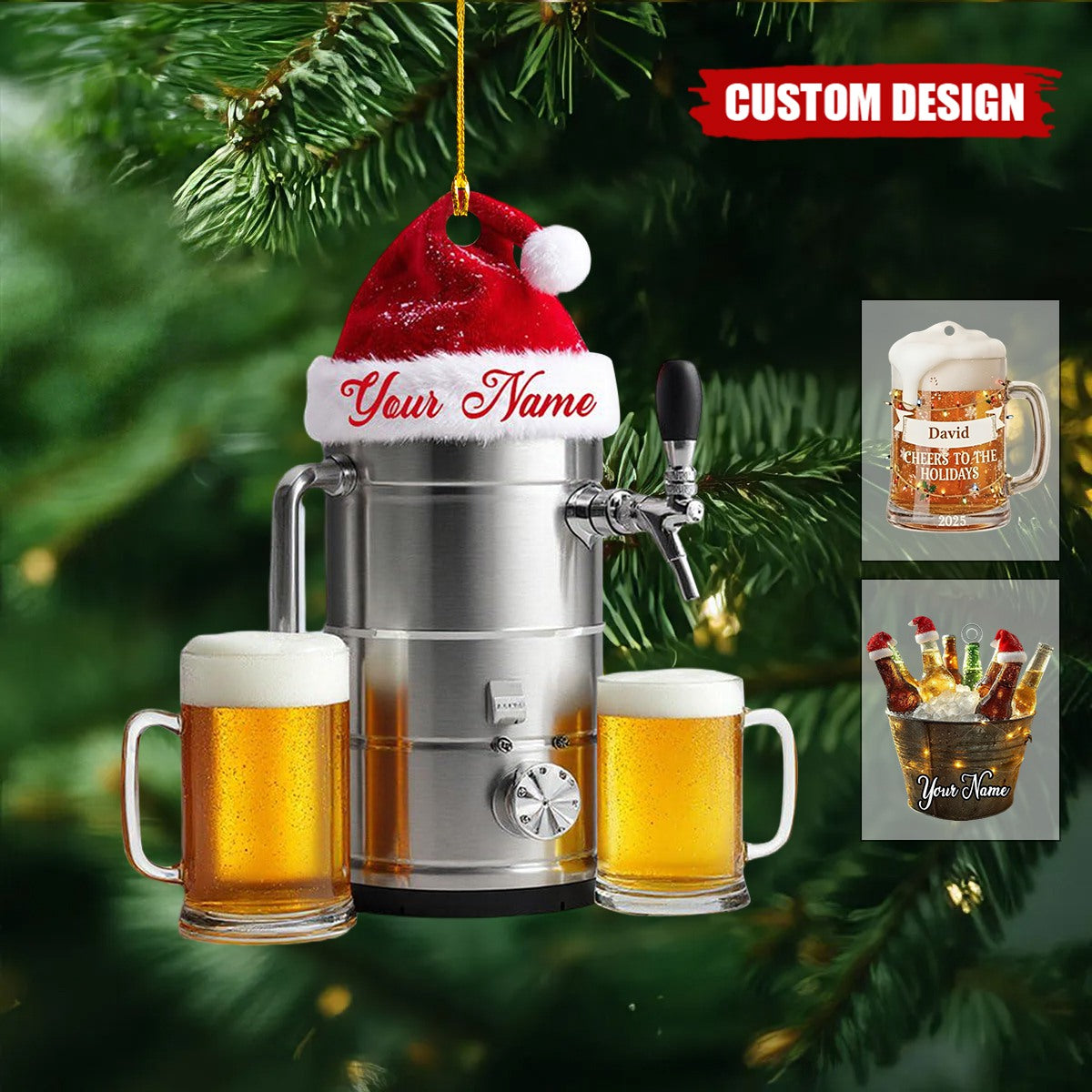 Personalized Beer Christmas Ornament - Unique Holiday  Gift for Beer Lover