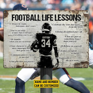 Personalized American Football Player Metal Sign
