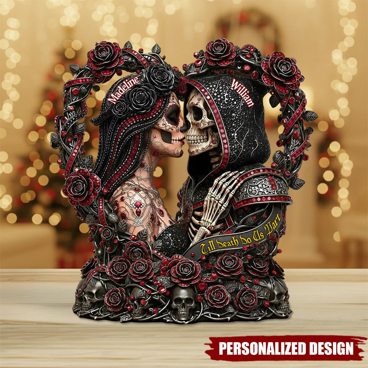 Sugar Skull Till Death Do Us Apart-Personalized Skull Acrylic Plaque