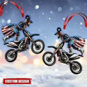 Custom Name American Motocross Ornament, Motocross Christmas Gift