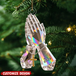Praying Hand With Roses - Personalized Christian Acrylic Ornament