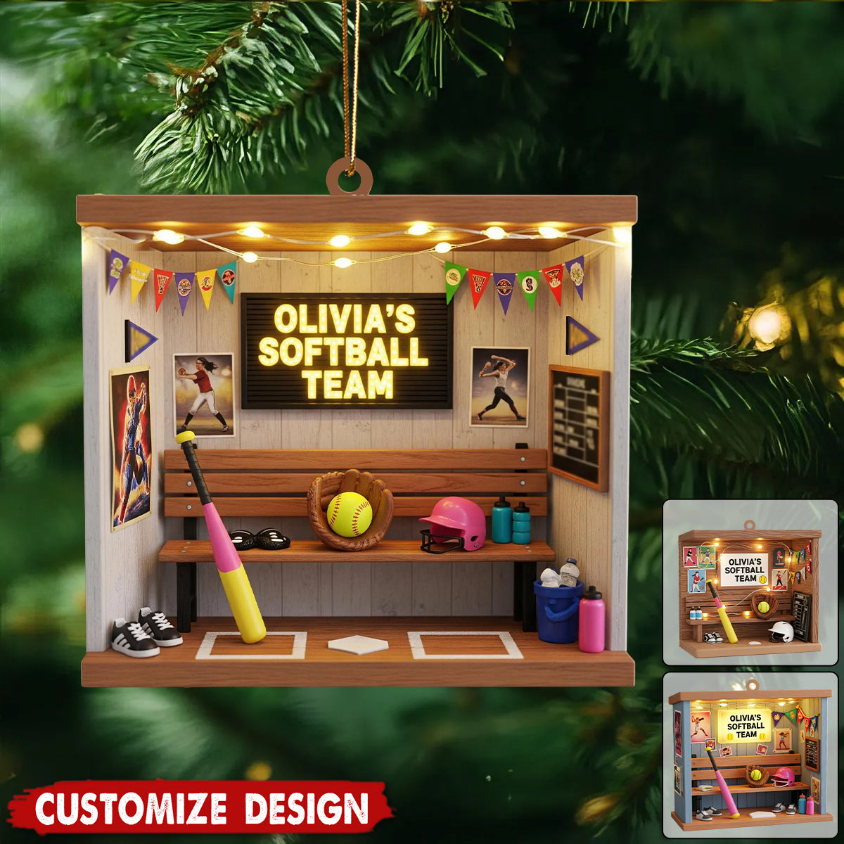 Personalized Softball Christmas Ornament