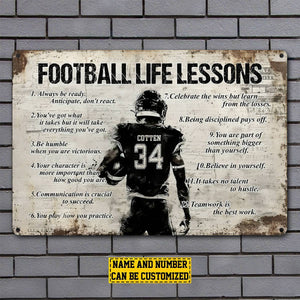 Personalized American Football Player Metal Sign