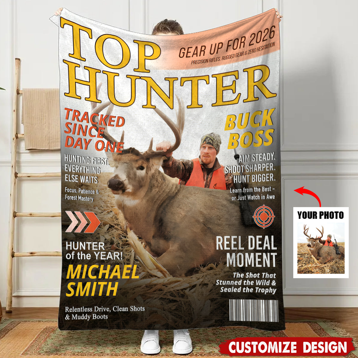 Personalized Hunting Magazine Cover Blanket - Gifts for Hunting Lovers