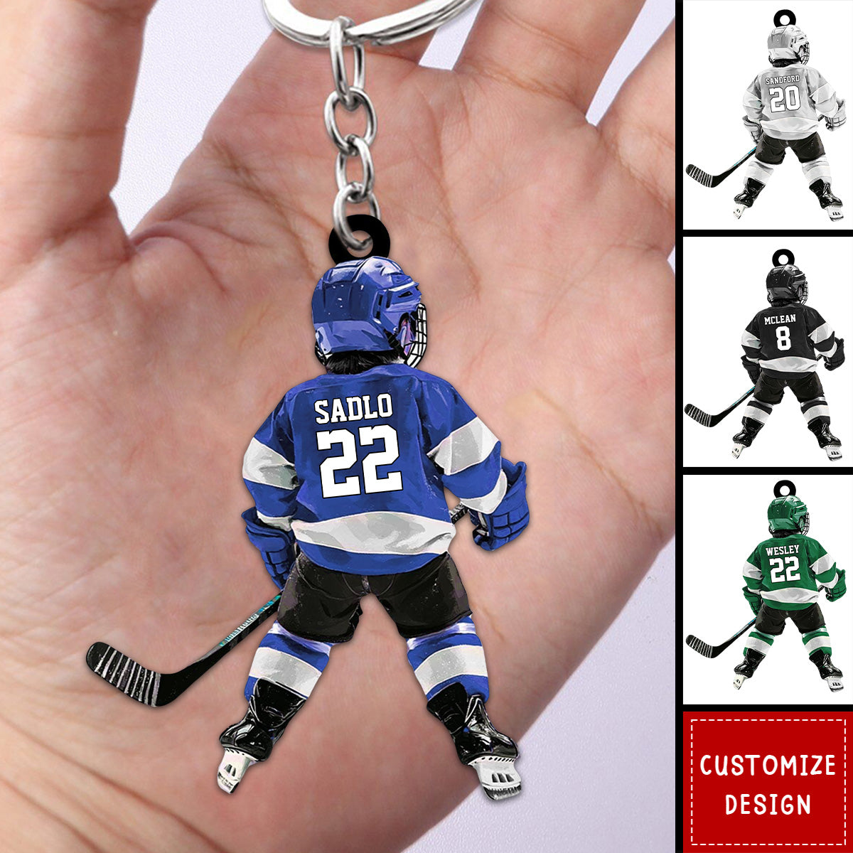 Chunky Pewter Ice Hockey Skate Boot Keychain - Sports Gift With Pouch