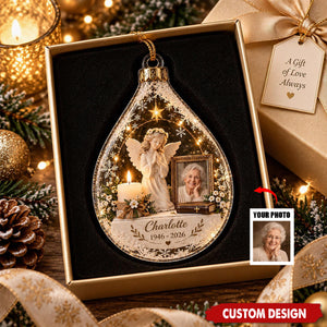 Personalized Memorial Photo Ornament, Angel Acrylic Xmas Decor, In Loving Memory Sympathy Gift