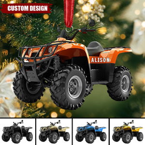 Personalized Quad Bike Christmas Ornament, Off Road Dirt Bike Ornament, Quad Racer Dirt Bike Rider Ornament With Name, 2D Acrylic Ornament