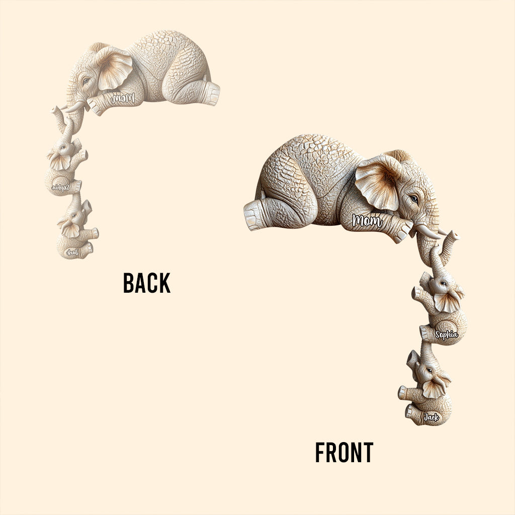 Elephant Motherhood - Personalized Shaped Acrylic Plaque - Gift For Mom,Grandma