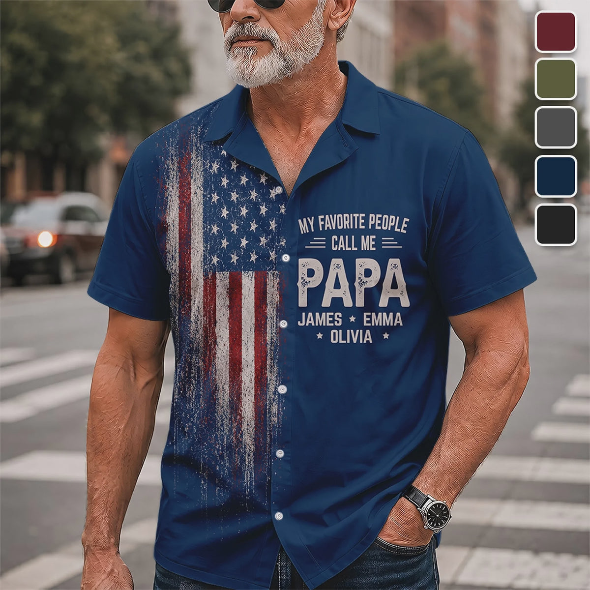 Personalized USA 250th Hawaiian Shirt-Gift For Dad & Grandpa