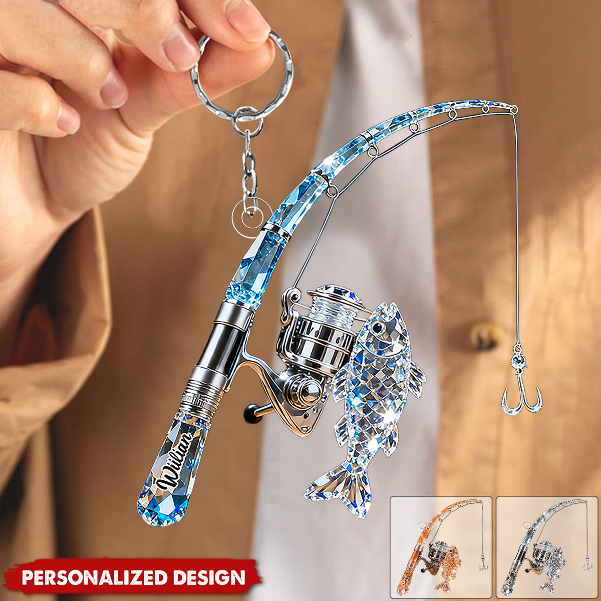 Personalized Fishing Rod Keychain Gift For Fishing Lover