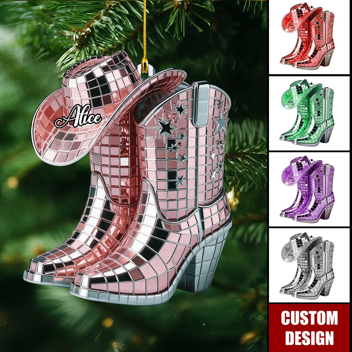 Cowgirl Boots And Hat - Personalized Cowgirl Ornament - Gift For Cowgirl