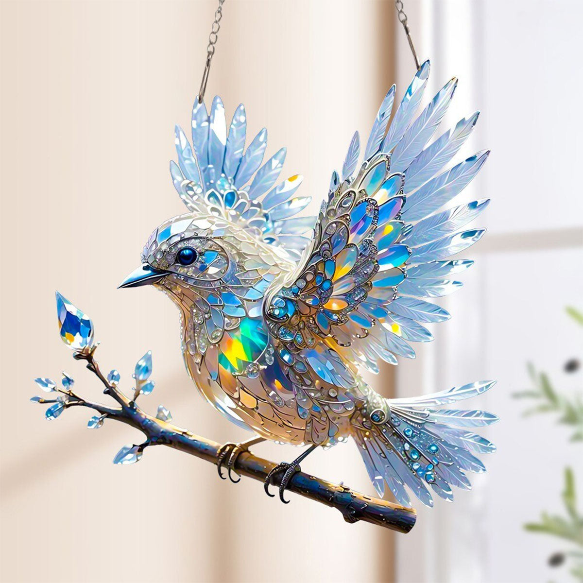 Crystal Sky Bluebird Window Hanging Ornament - Gift for Bird Lover