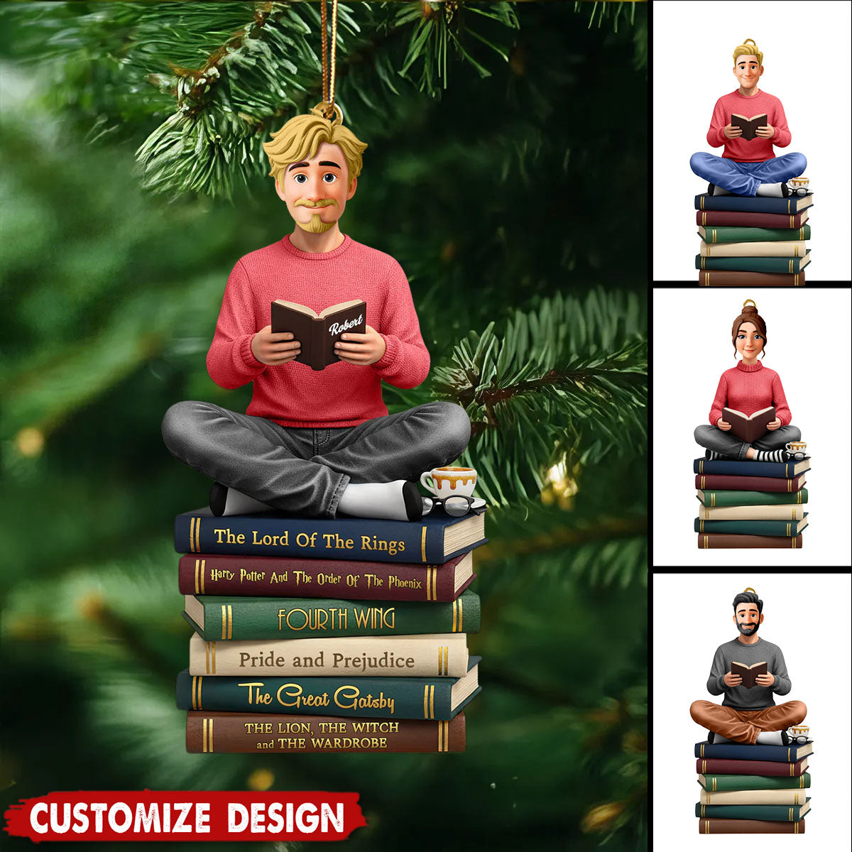Personalized Book Lover Christmas Ornament - Gift For Book Lover