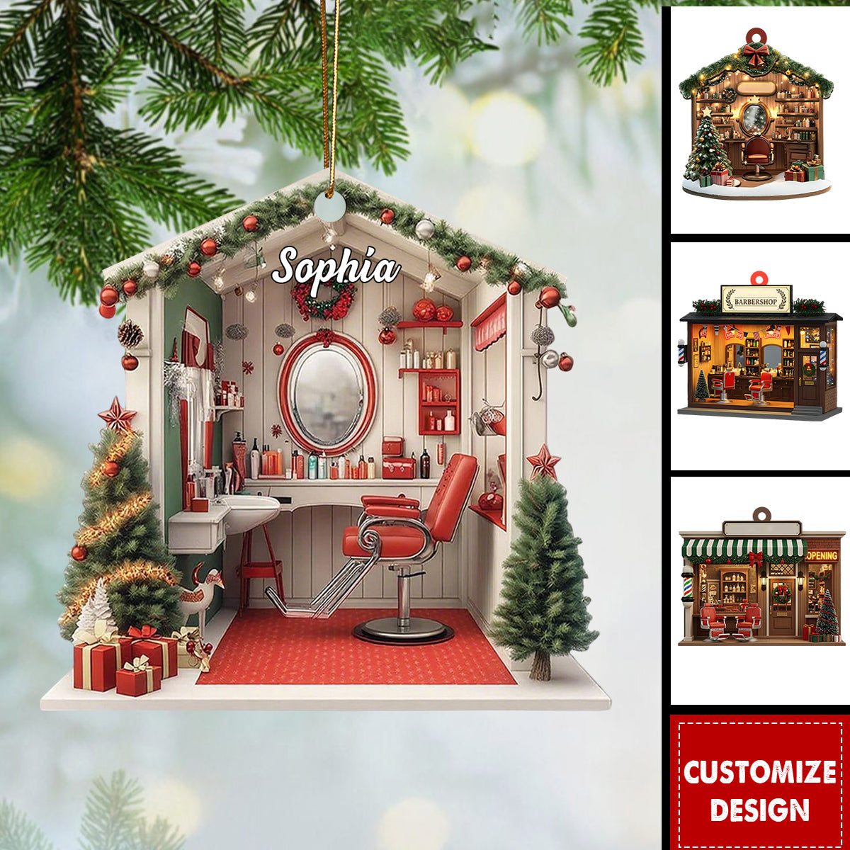 Personalized Barbershop Christmas Ornament