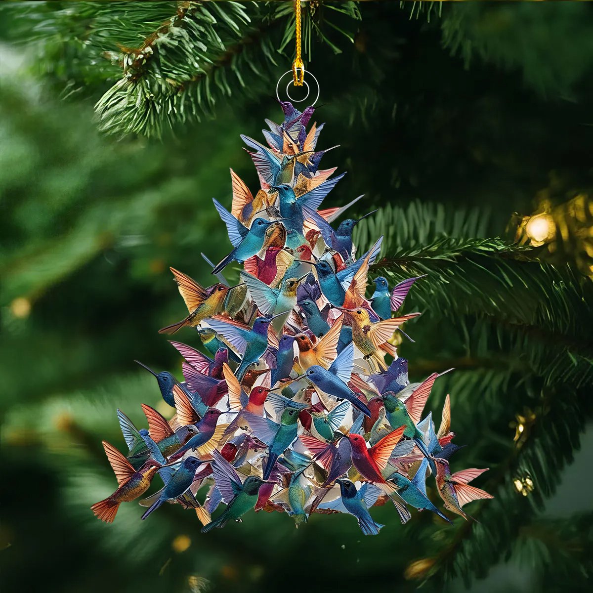 Hummingbird Christmas Tree Ornament, Colorful Acrylic Bird Ornament