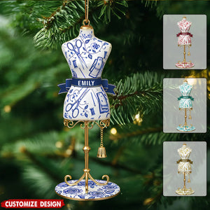 Personalized Toile De Jouy Tailor Christmas Ornament