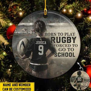 Born To Play Rugby Personalized Rugby Boy/Girl Christmas Ceramic Ornament-Gift For Softball Lovers