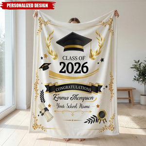 Personalized Graduation Blanket-Class of 2026 Senior Gift