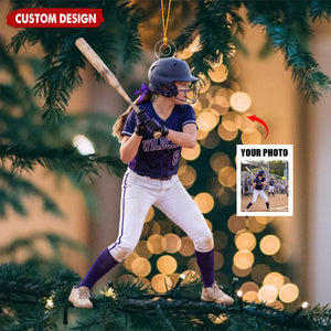 Personalized Upload Photo Ornament - Gift for Baseball Softball Lover