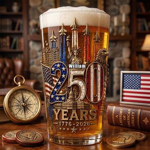 America 250th Anniversary Beer Glass - Personalized Gifts For Patriotic