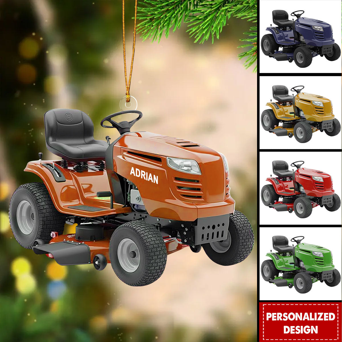 Personalized Lawn Mower Ornament Christmas Gift for Gardener or Landscaper
