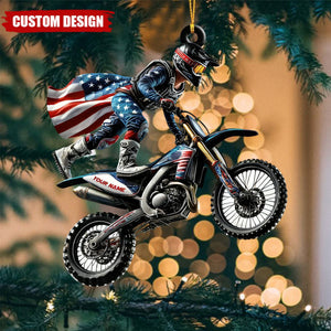 Custom Name American Motocross Ornament, Motocross Christmas Gift
