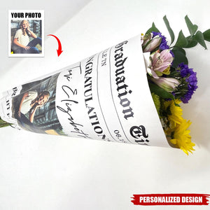 Personalized Printed Newspaper Bouquet Wrap-Graduation Gift, Class of 2025