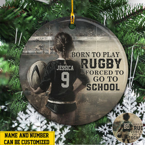 Born To Play Rugby Personalized Rugby Boy/Girl Christmas Ceramic Ornament-Gift For Softball Lovers