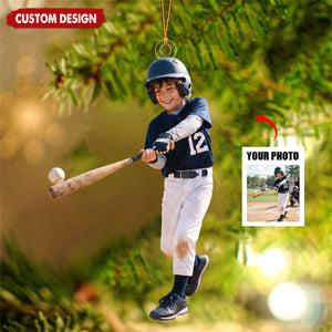 Personalized Upload Photo Ornament - Gift for Baseball Softball Lover