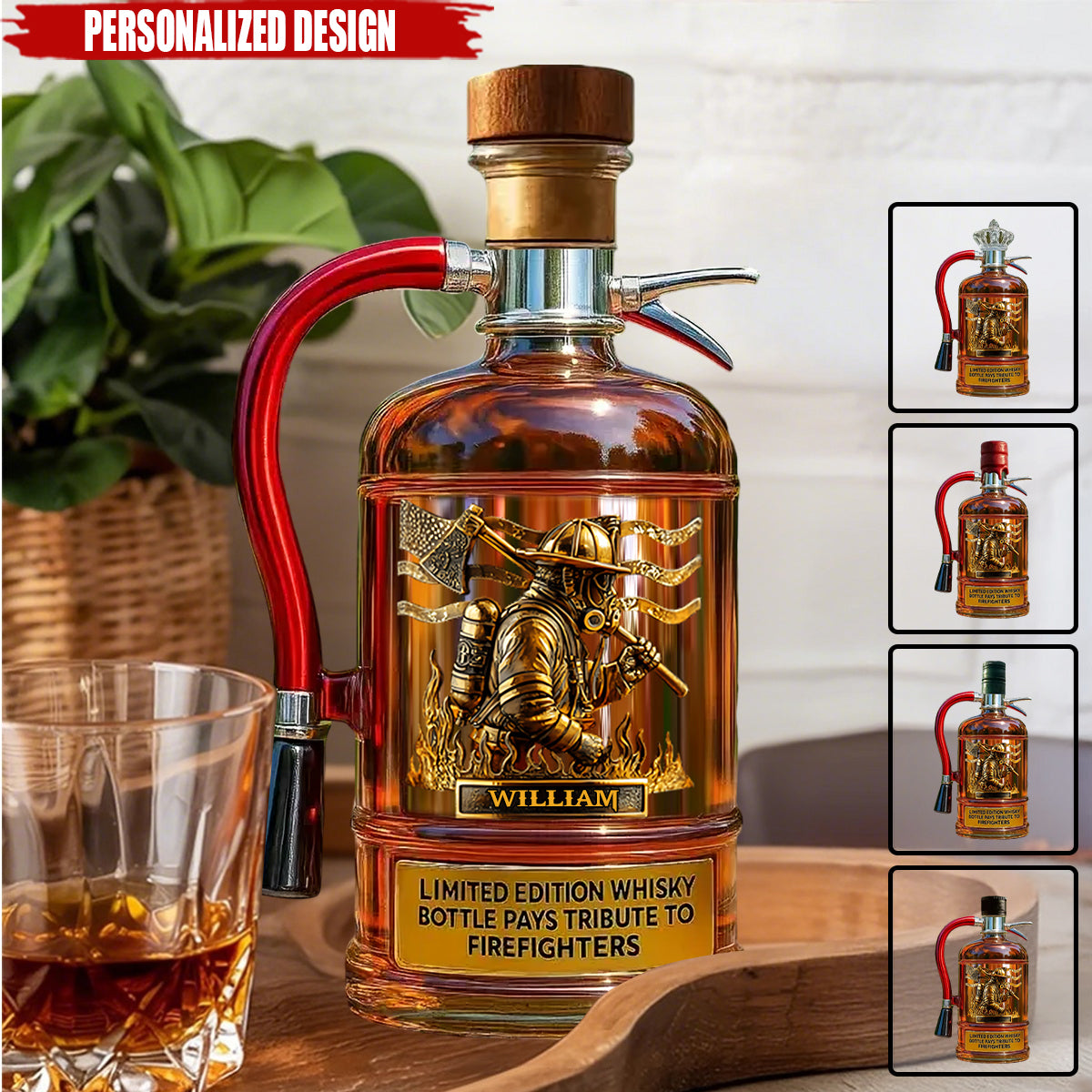 Personalized Firefighter Tribute Limited Edition Whiskey Bottle