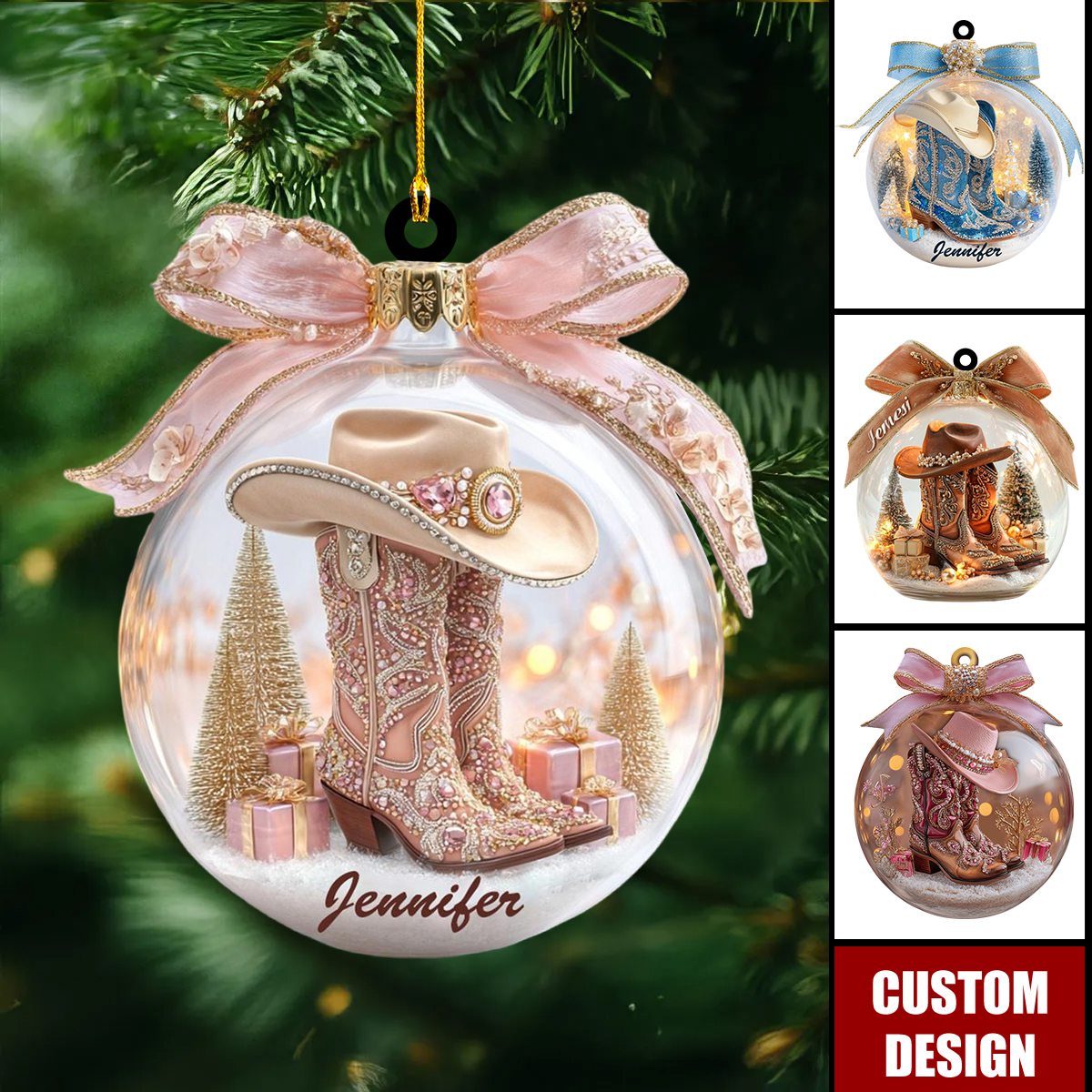 Personalized Cowgirl Boots Acrylic Ornament-Gifts for Cowboy Cowgirl