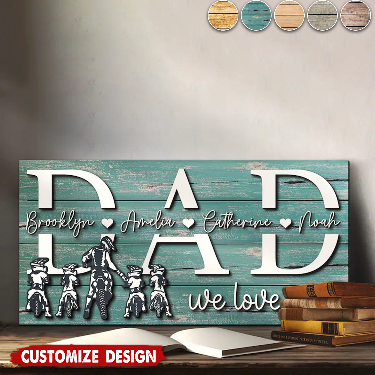 Personalized Motocross Biker Daddy Kid Son Daughter Name Wood Sign
