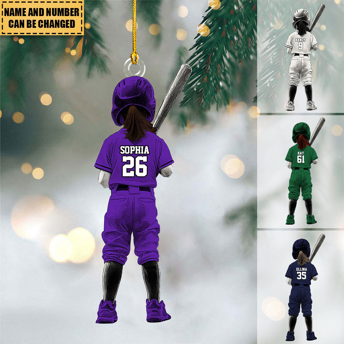 Personalized Girl Softball/Baseball Ornament - Gift For Softball Lovers - 2024 New Release