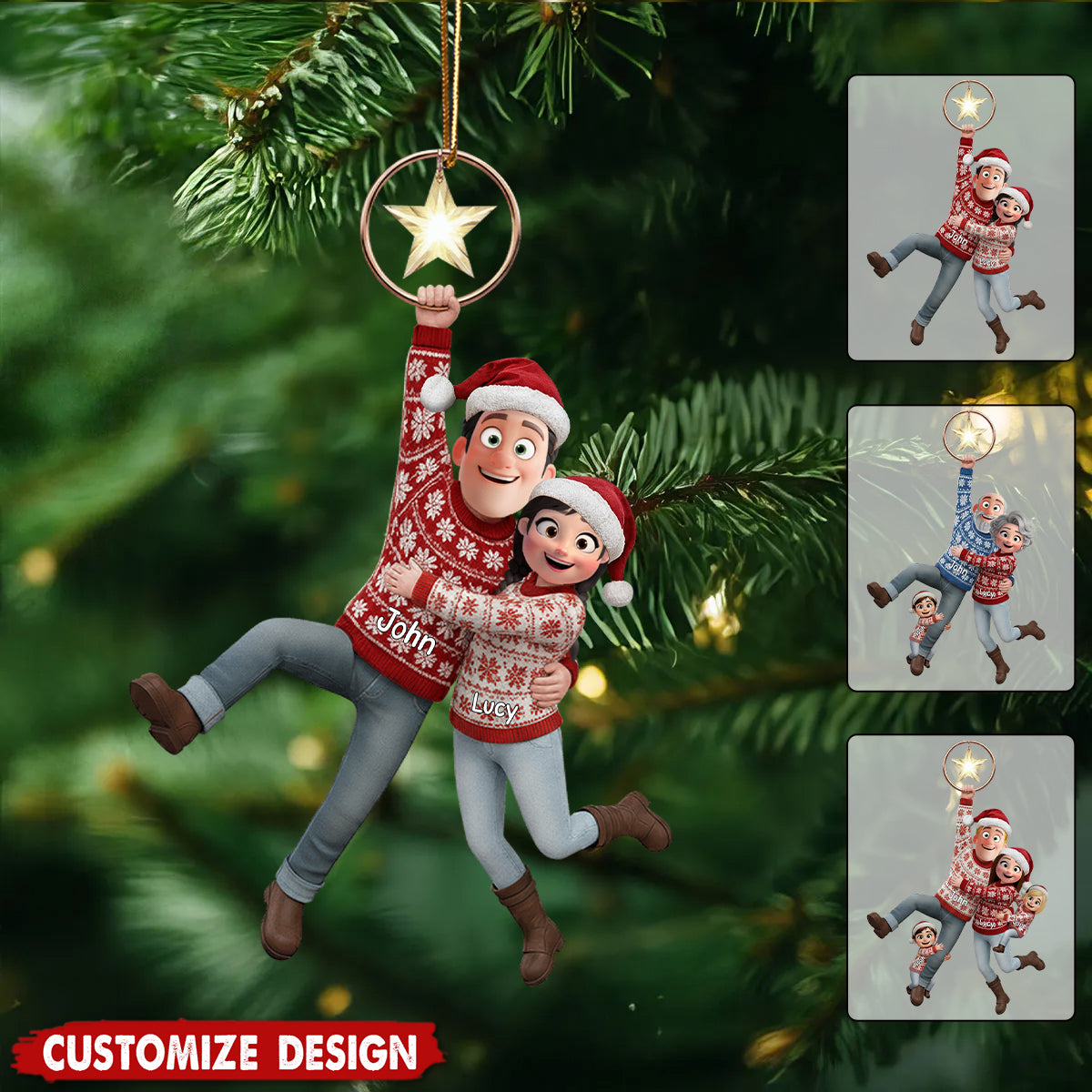 Funny Hanging Couple Ornament - Personalized Gifts For Couple