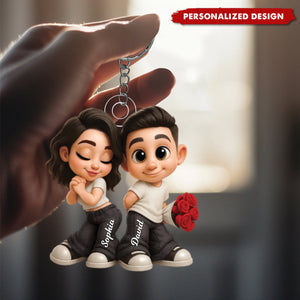 Personalized Together Y2K Couple Keychain - Gift for Couple, for Him, for Her