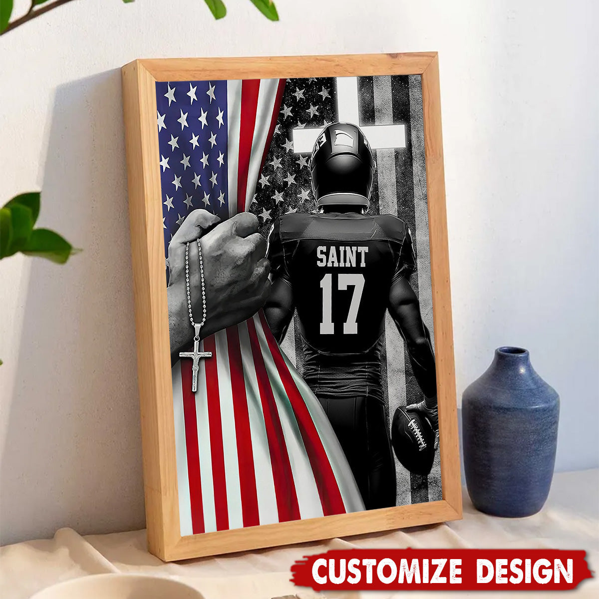 Personalized American Football Boy Poster - Gift For American Football Lovers