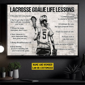 Personalized Lacrosse Goalie Girl Life Lessons Poster - Gift For Lacrosse Goalie Lovers