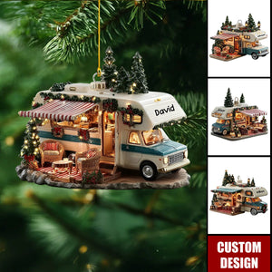 Personalized Vintage RV Camper Christmas Ornament - Gift For Campers