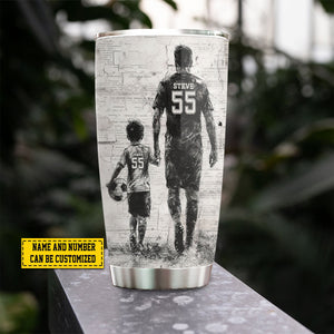 Behind Every Soccer Player-Personalized Soccer Dad Son Stainless Steel Tumbler-Father's Day Gift For Soccer Lovers