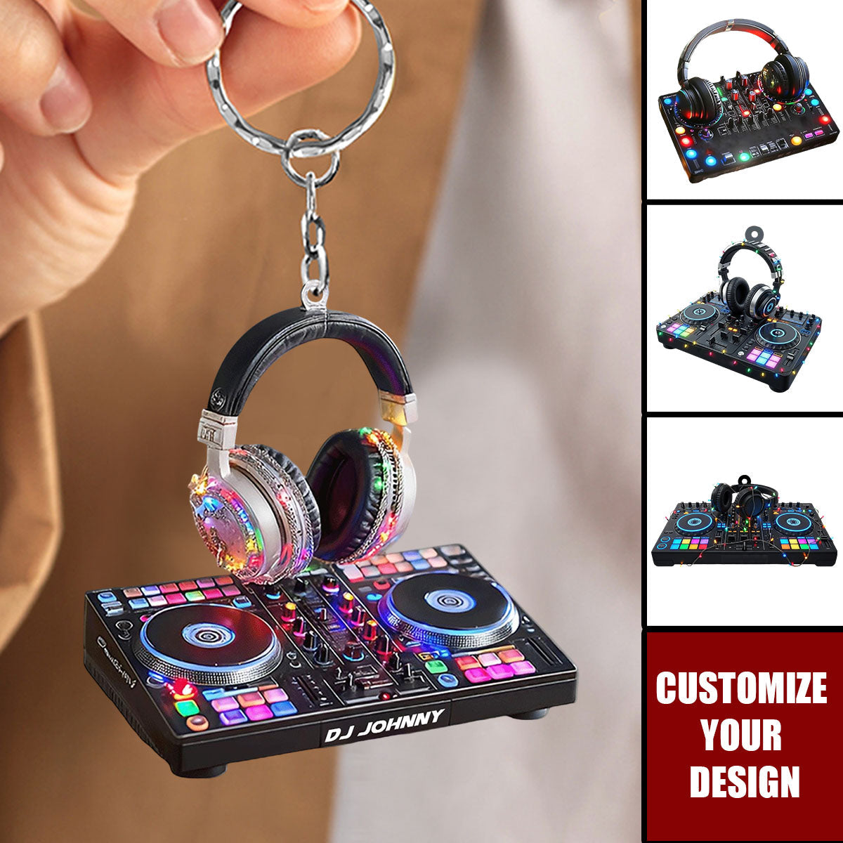 Dj Key Chain DJ Mixer with Headphones Keychain, Custom Name Music Console Keychain ...