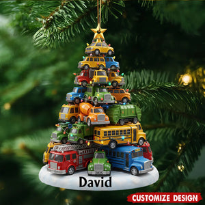 Trucks Christmas Tree - Personalized Kid Custom Shaped Acrylic Ornament