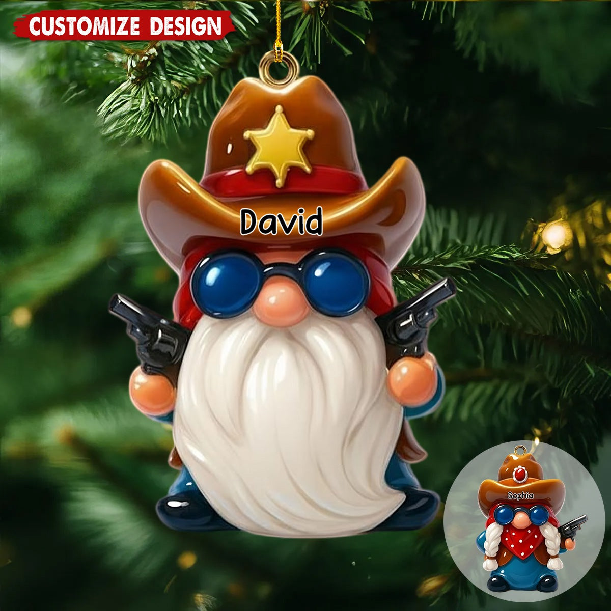 Personalized Cowboy Couple Ornament Gift for Couples